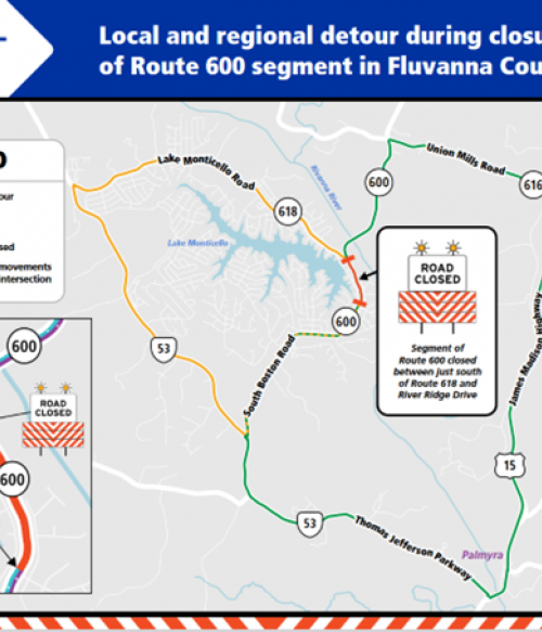 a map showing the area affected by the rt. 600 intersection improvement project