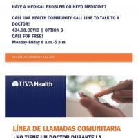 text describing UVA call line medical resource