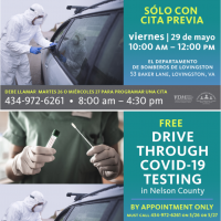 hands holding cotton swabs text providing details for testing clinic