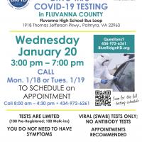 covid testing jan 20, 2020 at fluvanna county high school 