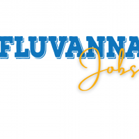 blue Fluvanna text with yellow jobs text beneath