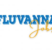 large blue letters spelling out Fluvanna with smaller yellow letters spelling out jobs