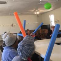 participants at Kents Store Active Older Adult Center playing balloon ball