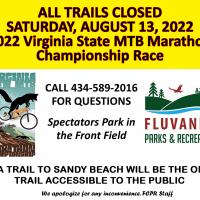 text allerting public that all trails will be closed at Pleasant Grove Park Saturday, August 13, 2022. 