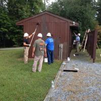 painting a shed at bremo park