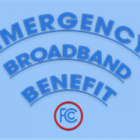 the words emergency broadband benefit on a blue background