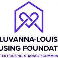 a purple house shape with a heart inside with Fluvanna Louisa Housing Foundation in black letters