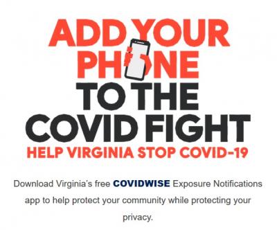 text that reads "add your phone to the covid fight."