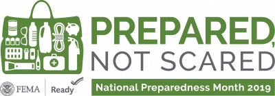 image of the national preparedness month 2019 them; prepared not scared