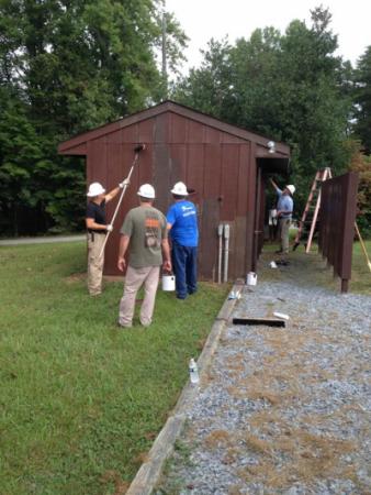 painting a shed at bremo park