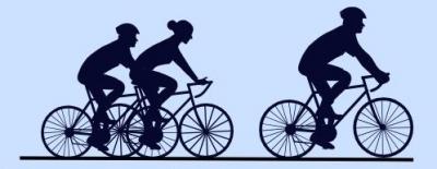 three people riding bikes