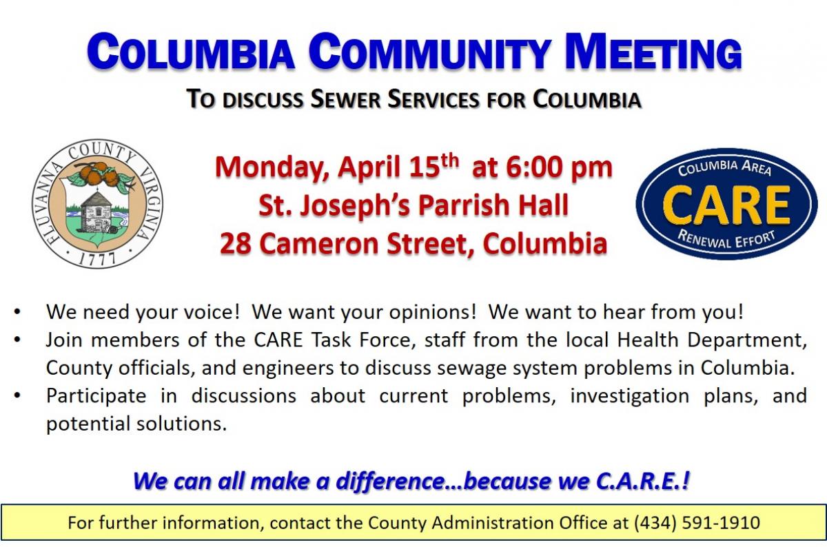 Columbia Community Meeting Flyer