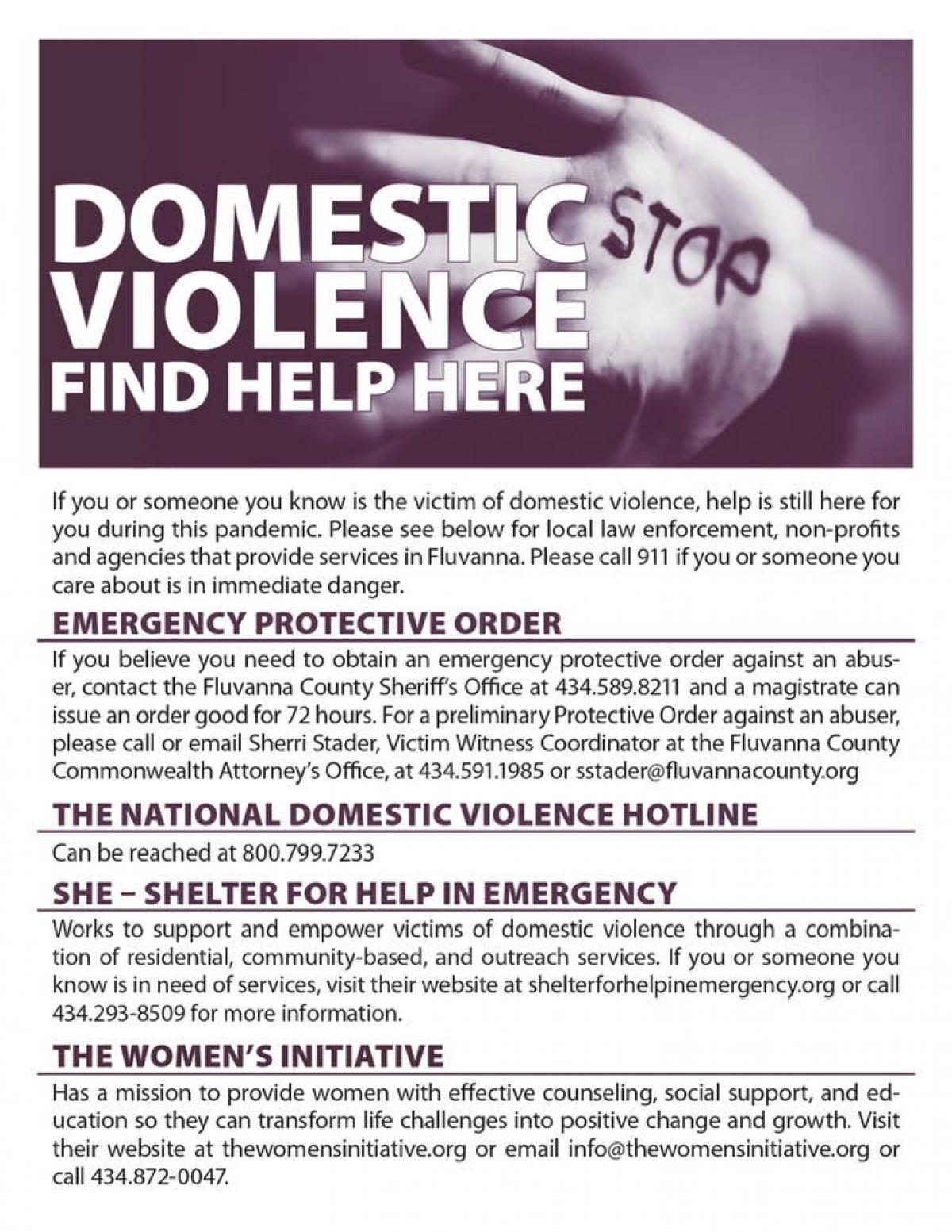 test providing domestic violence resources