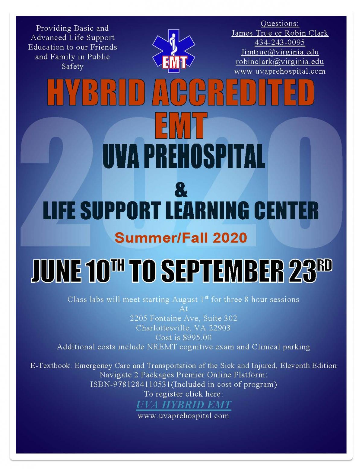 Hybrid Accredited Emt Class Fluvanna County Virginia