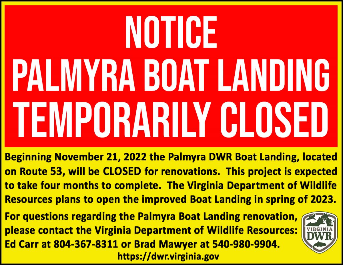 text only Palmyra Boat Launch Temporarily Closed