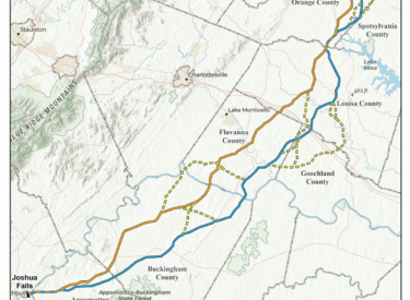 image of the potential routes for proposed transmission line