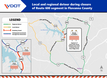 a map showing the area affected by the rt. 600 intersection improvement project